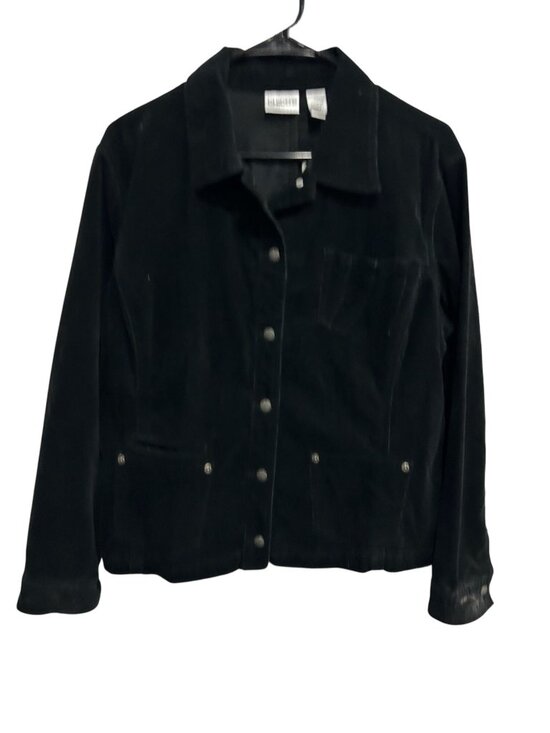 Chico's Jackets & Blazers - Chicos Large Washed Cord Emmeline Black Jacket Snap Long Sleeves Retro Cozy NWT